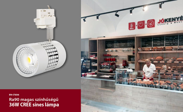 LED sínes lámpa alkalmazása Jókenyér üzletben